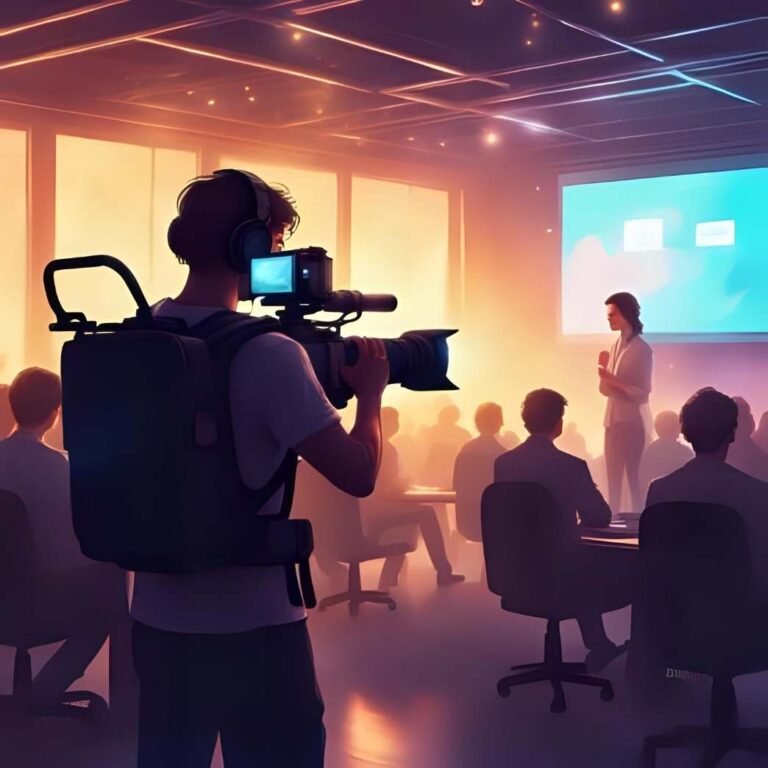 En vidéaste en train de filmer un Évènements dans une entreprise