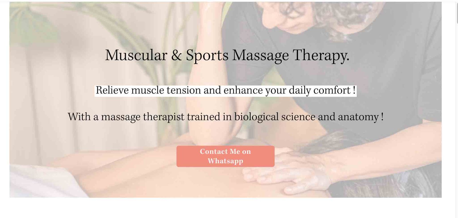 Landing Page d'une massothérapeute à Nice