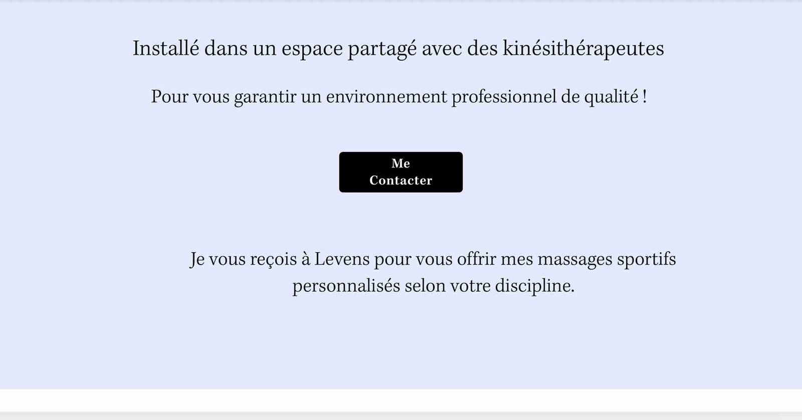 Section pour un site Internet de massage