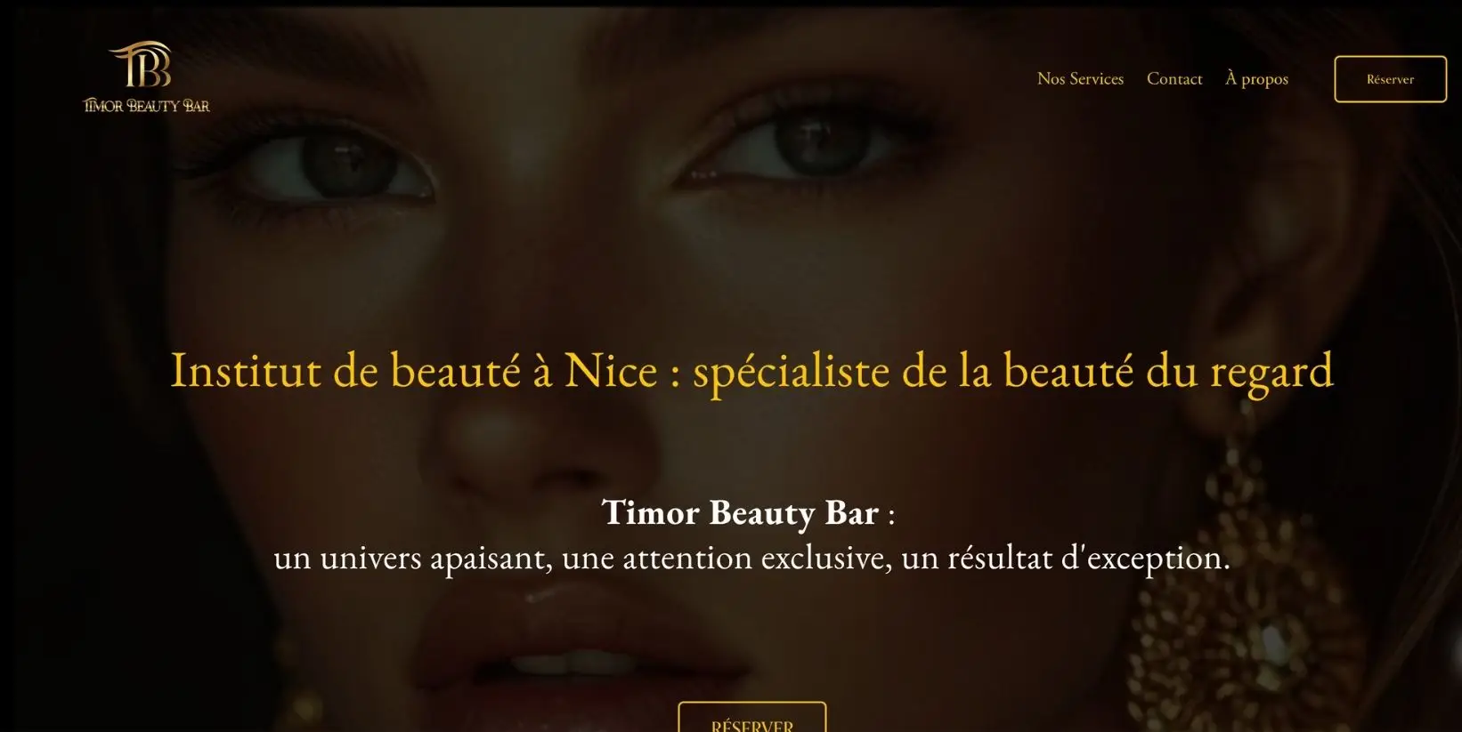 Page d'accueil du site Internet pour un institut de beauté